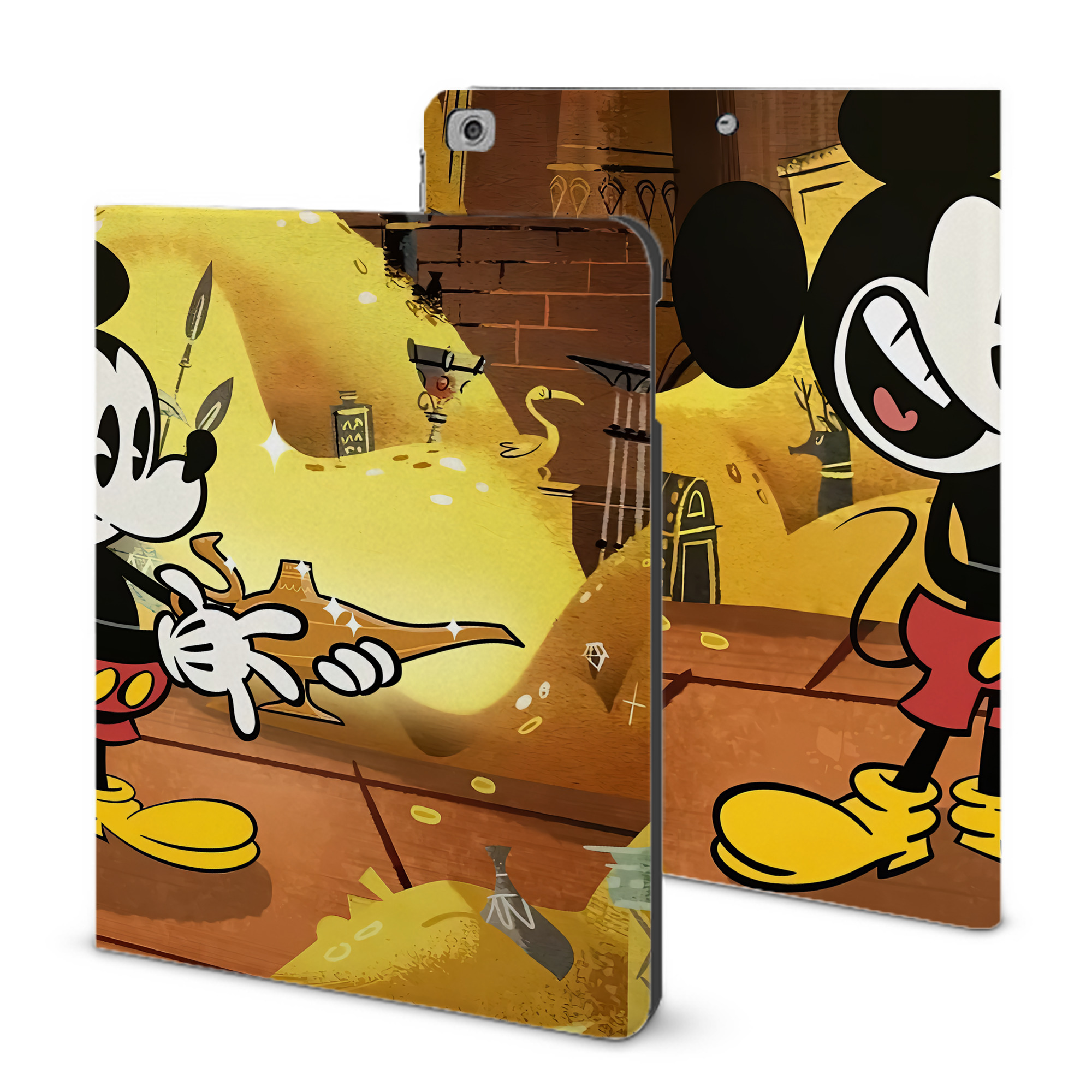 （画像用） ミッキーマウス Mickey Mouse IPad ケース ブック型 PUレザー TPU 耐衝撃 軽量 薄型 ペン収納なし 全面保護 IPad 各モデル対応